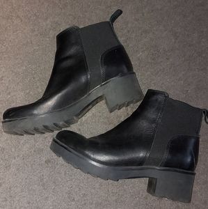 Black leather boots